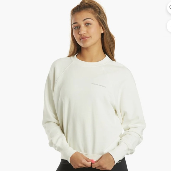 Spiritual Gangster Bridgett LOVE Metallic Raglan Pullover Sweatshirt Crew Sz S - Picture 1 of 9